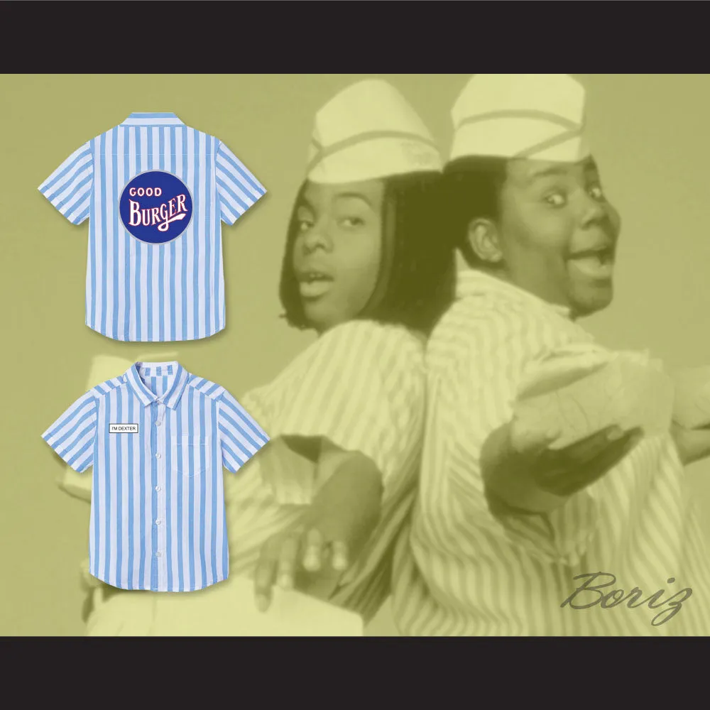 Dexter Good Burger Light Blue/ White Striped Polo Shirt 3