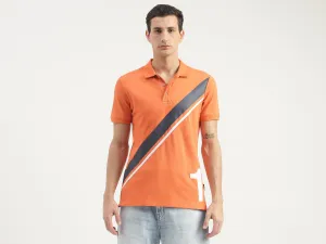Diagonal Striped Detail Polo T-Shirt