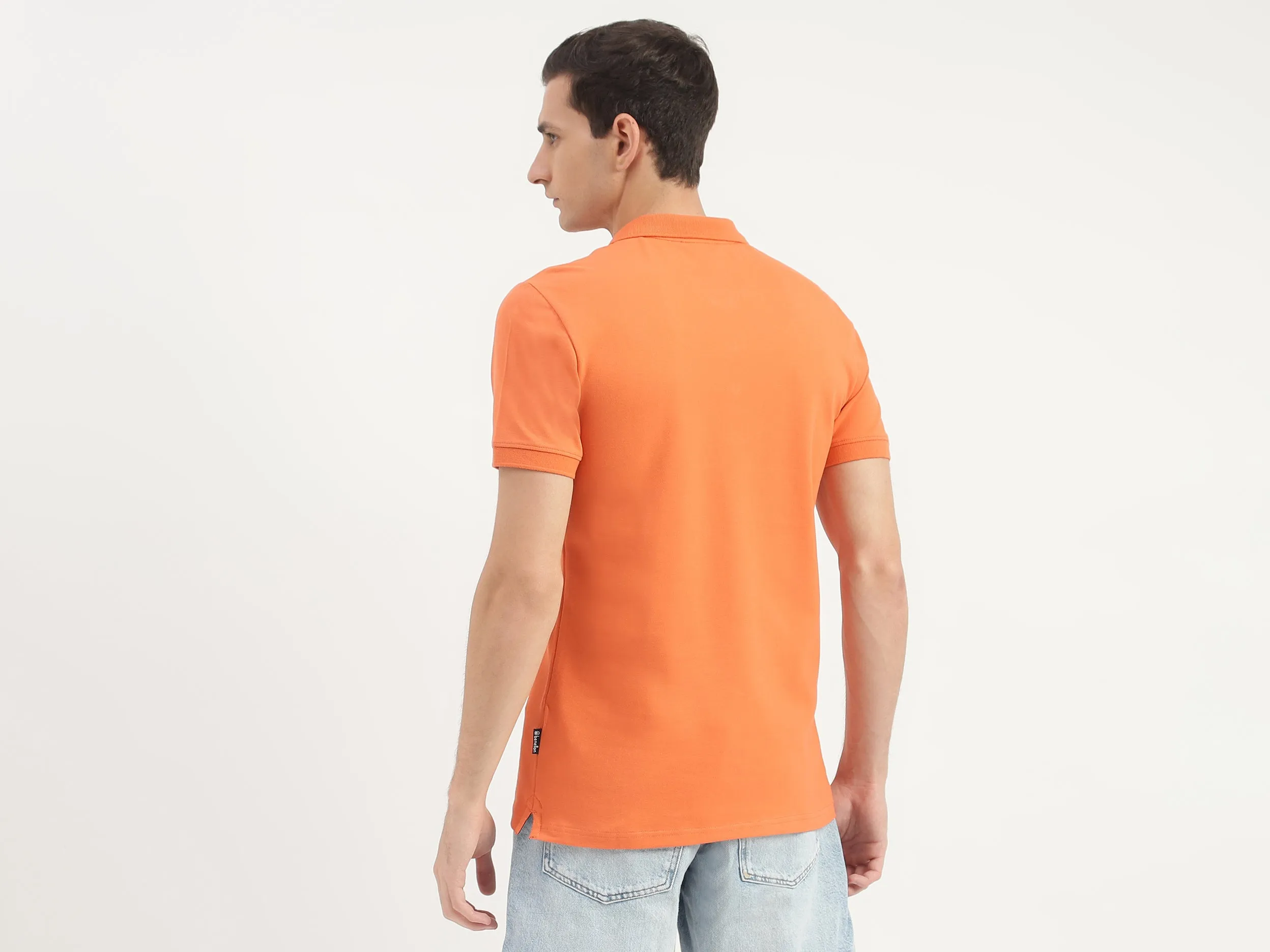 Diagonal Striped Detail Polo T-Shirt