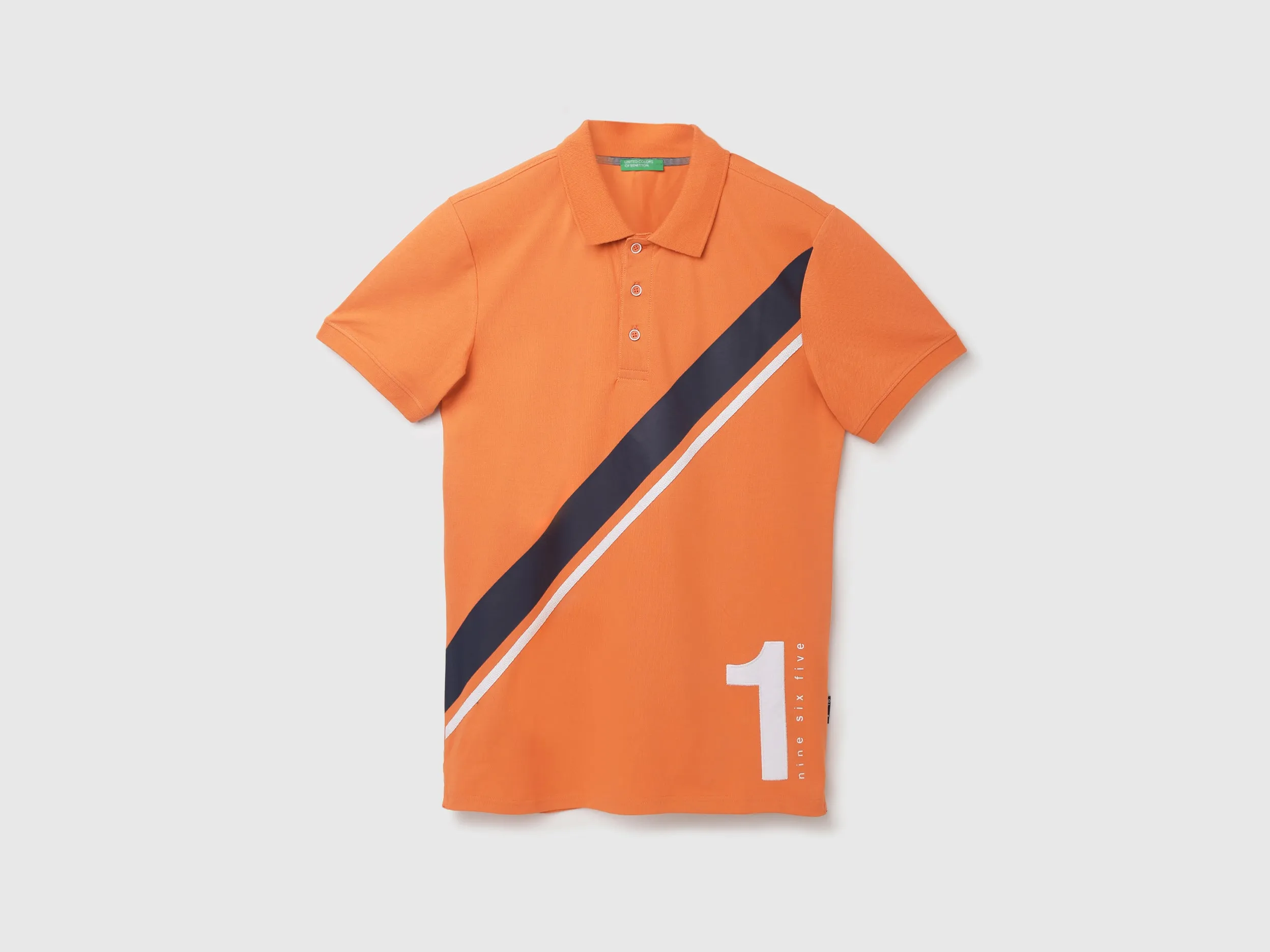 Diagonal Striped Detail Polo T-Shirt