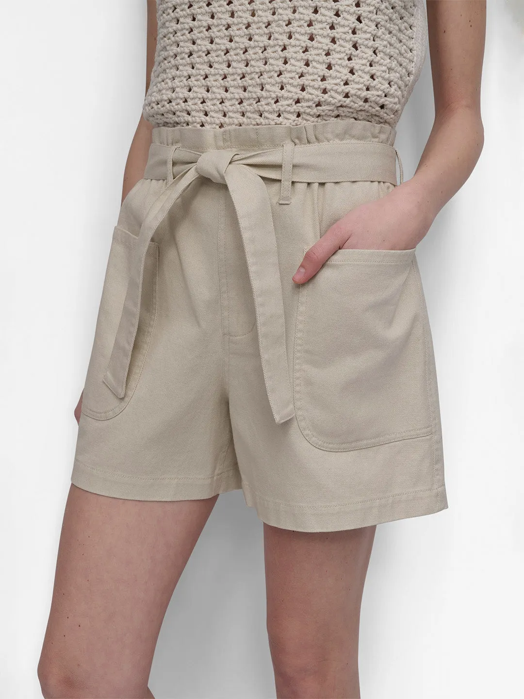 DKNY Women Beige Straight Fit Solid Shorts