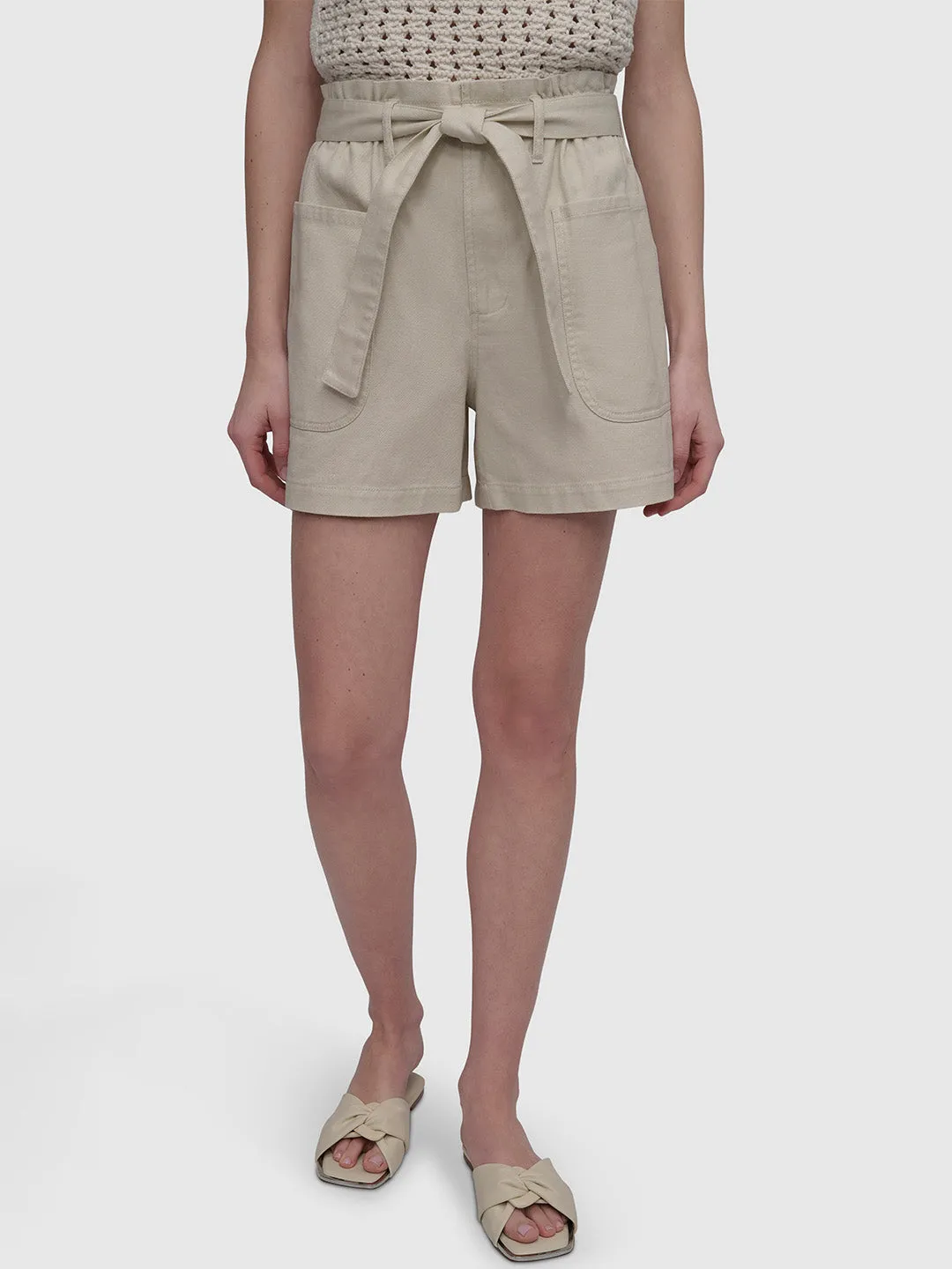 DKNY Women Beige Straight Fit Solid Shorts