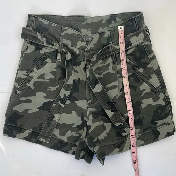 DL1961 Premium Denim Camile Belted Paper Bag Shorts Camo Women's Camo Size 26
