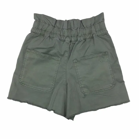 DL1961 Thyme Yara Paperbag High Waist Pull-On Shorts Drawstring Women's XS Green