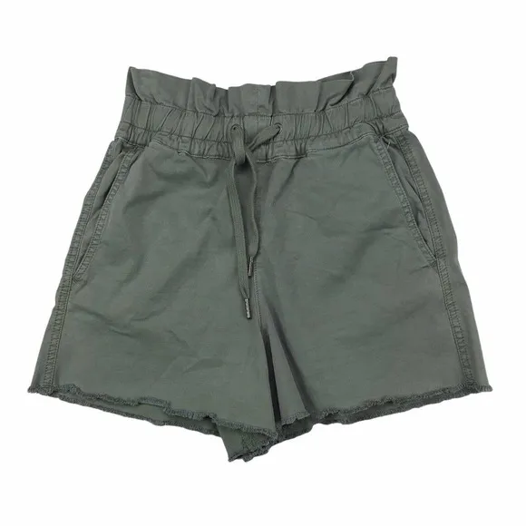 DL1961 Thyme Yara Paperbag High Waist Pull-On Shorts Drawstring Women's XS Green