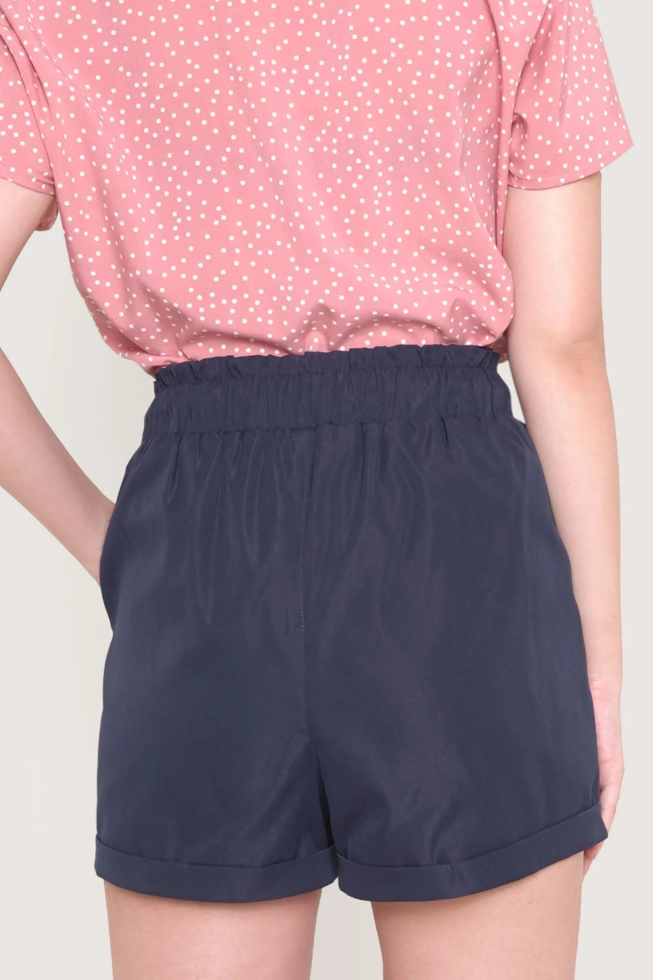 Drawstring Paperbag Waist Shorts