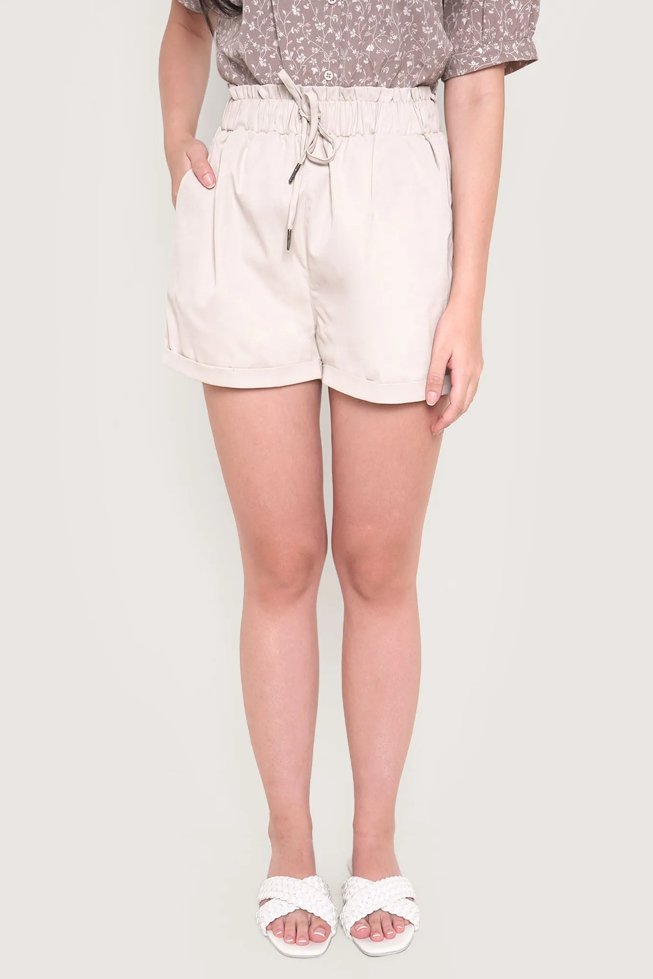 Drawstring Paperbag Waist Shorts