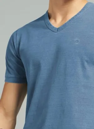 DSZ INDIGO KNITTED V-NECK T-SHIRT