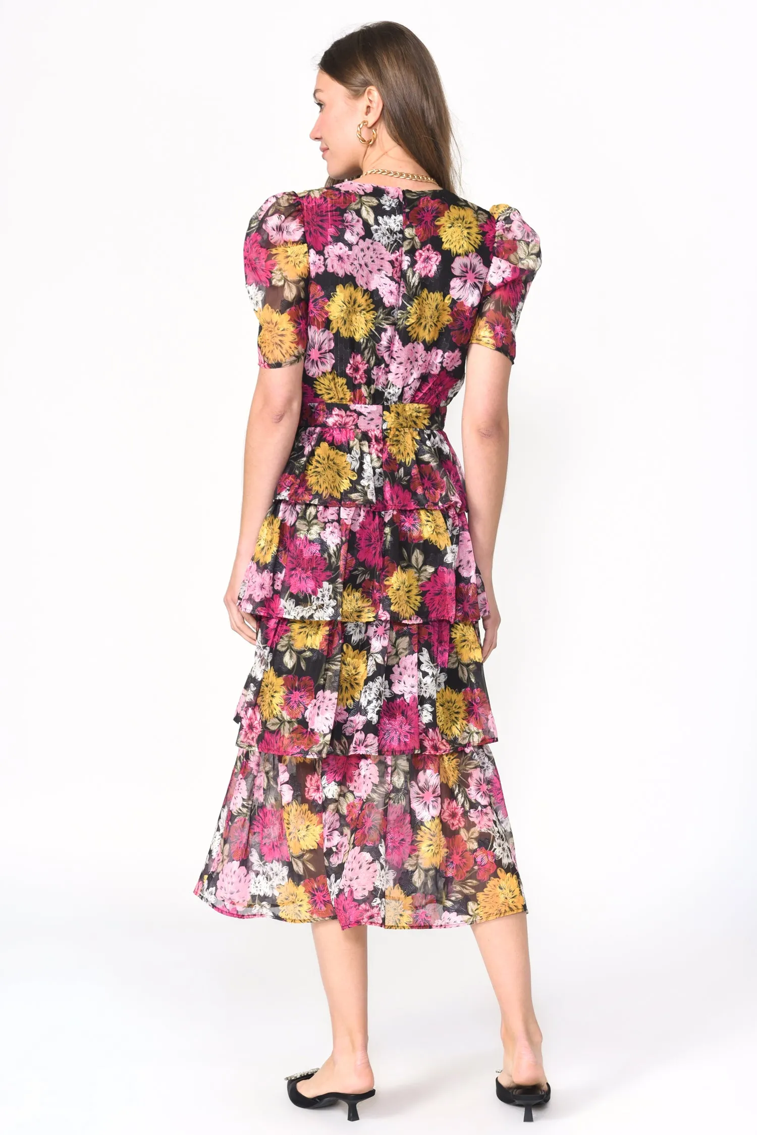 Eliza Tiered Puff Sleeve Midi Dress - FINAL SALE