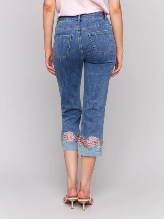 Embroidered Cuff Crop Jean