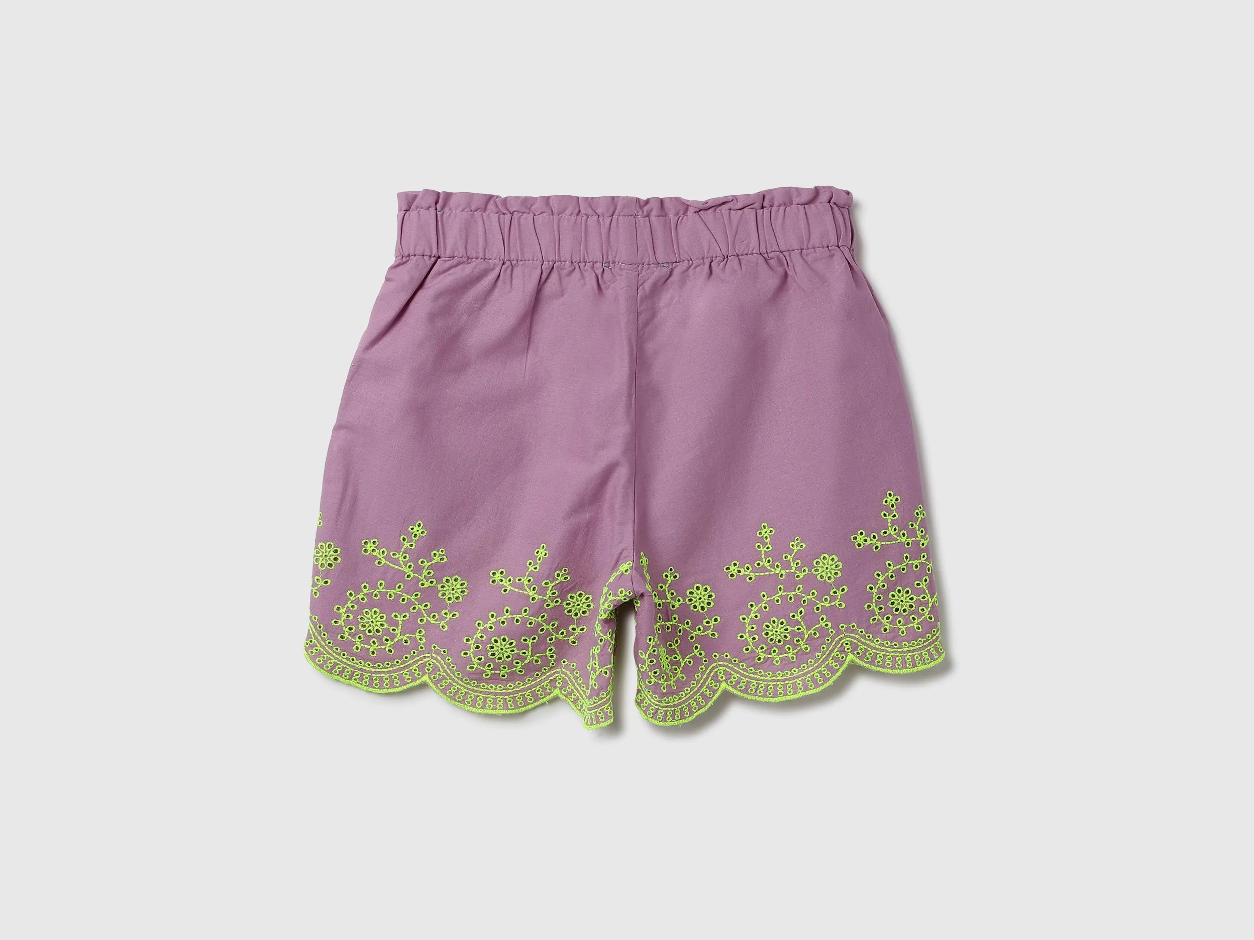 Embroidered Regular Fit Paperbag Shorts