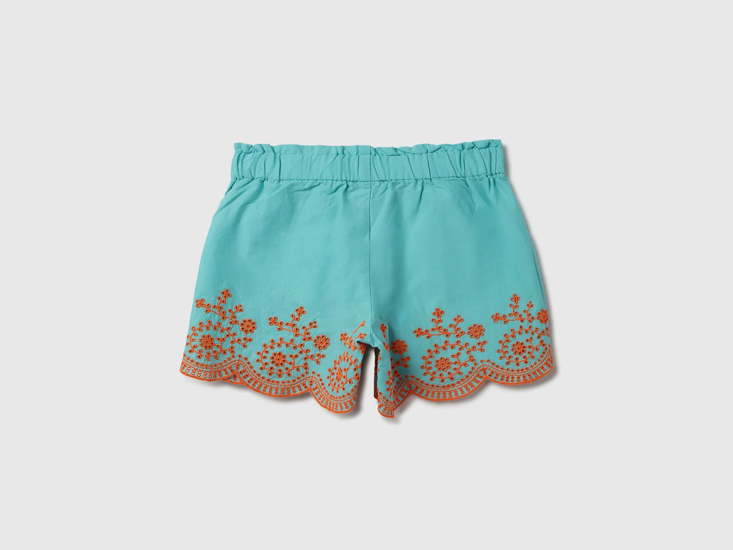 Embroidered Regular Fit Paperbag Shorts