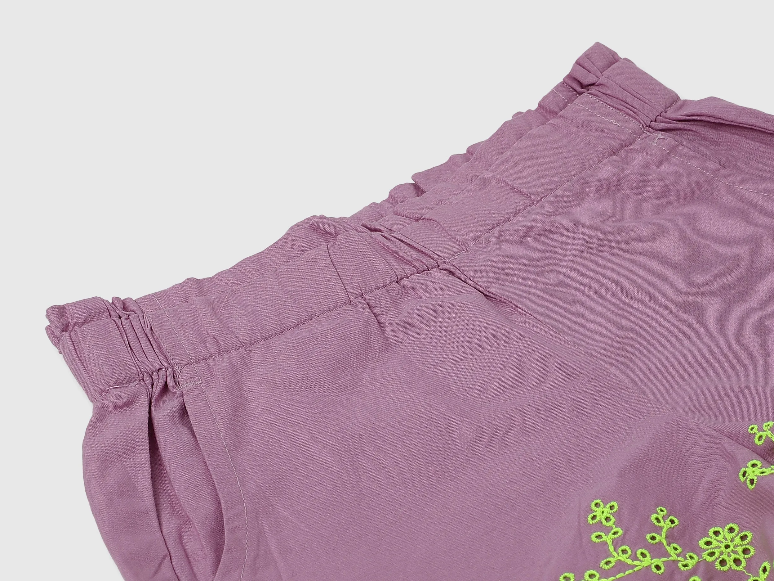 Embroidered Regular Fit Paperbag Shorts