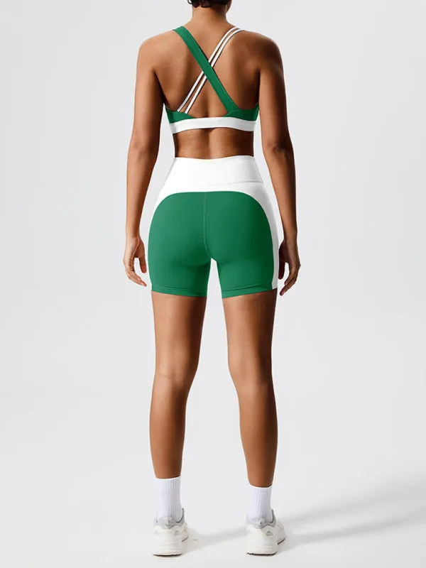 Environmentally friendly fabric new backless yoga vest   yoga pants outdoor sports suit