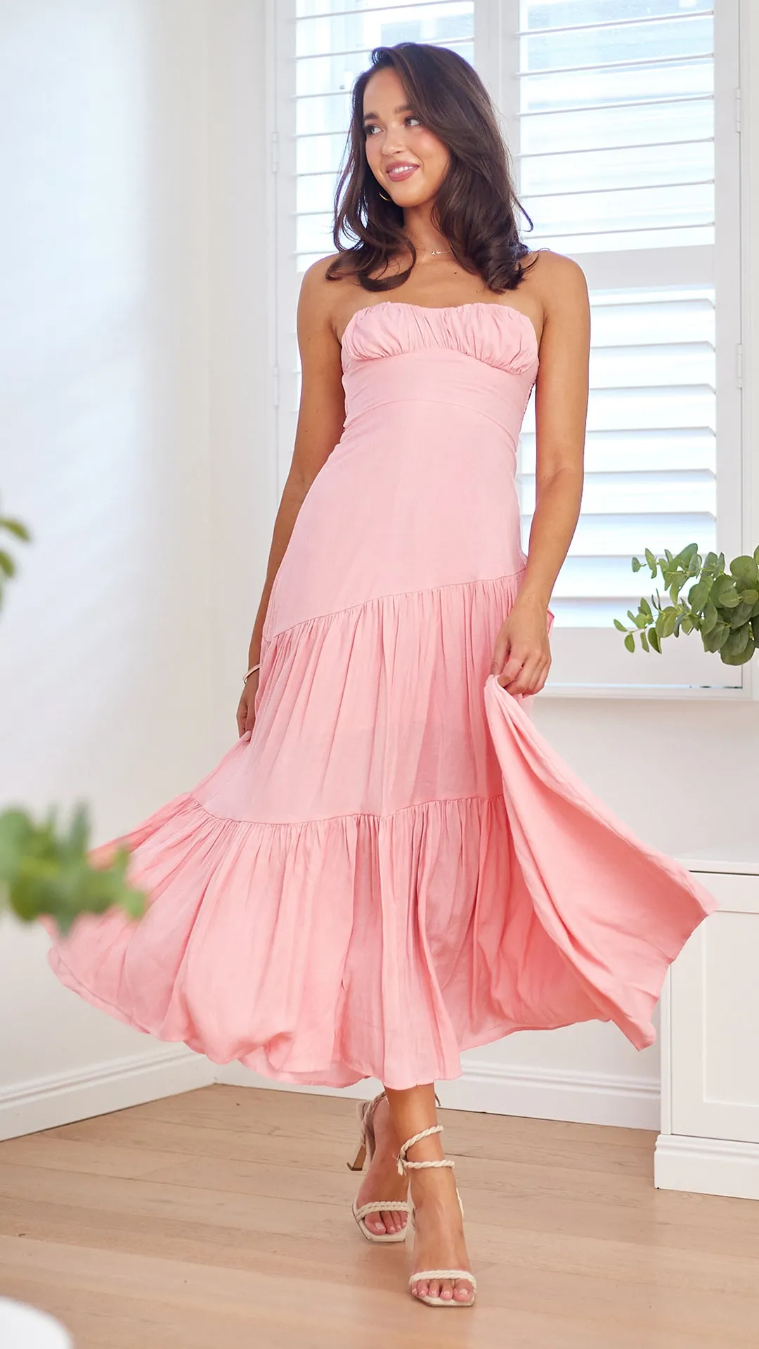 Evander Strapless Dress -Pink