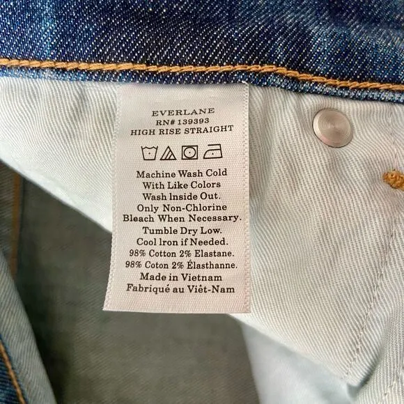 Everlane The High Rise Straight Jean Size 29 Ankle