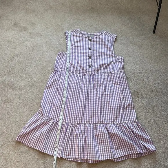 Everlane The Tiered Midi Dress Purple Gingham Size L Sleeveless Cottage Prairie
