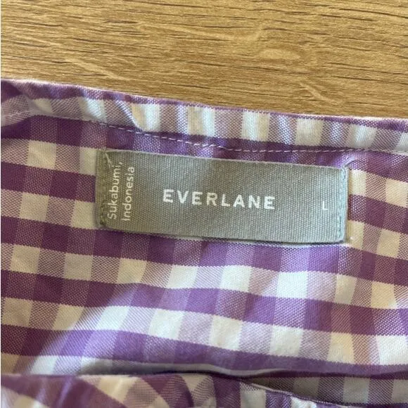 Everlane The Tiered Midi Dress Purple Gingham Size L Sleeveless Cottage Prairie