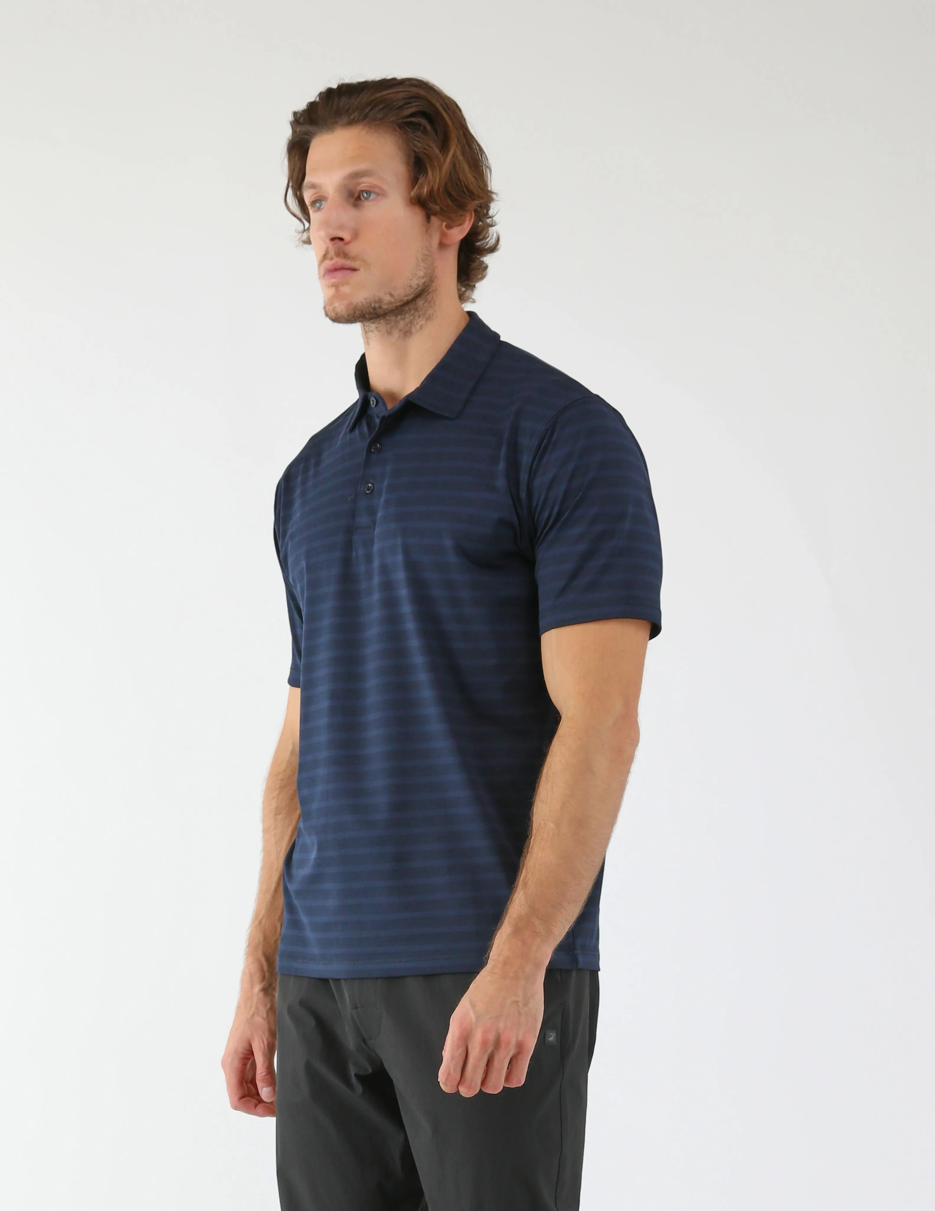 Fairway Polo: Navy Stripe