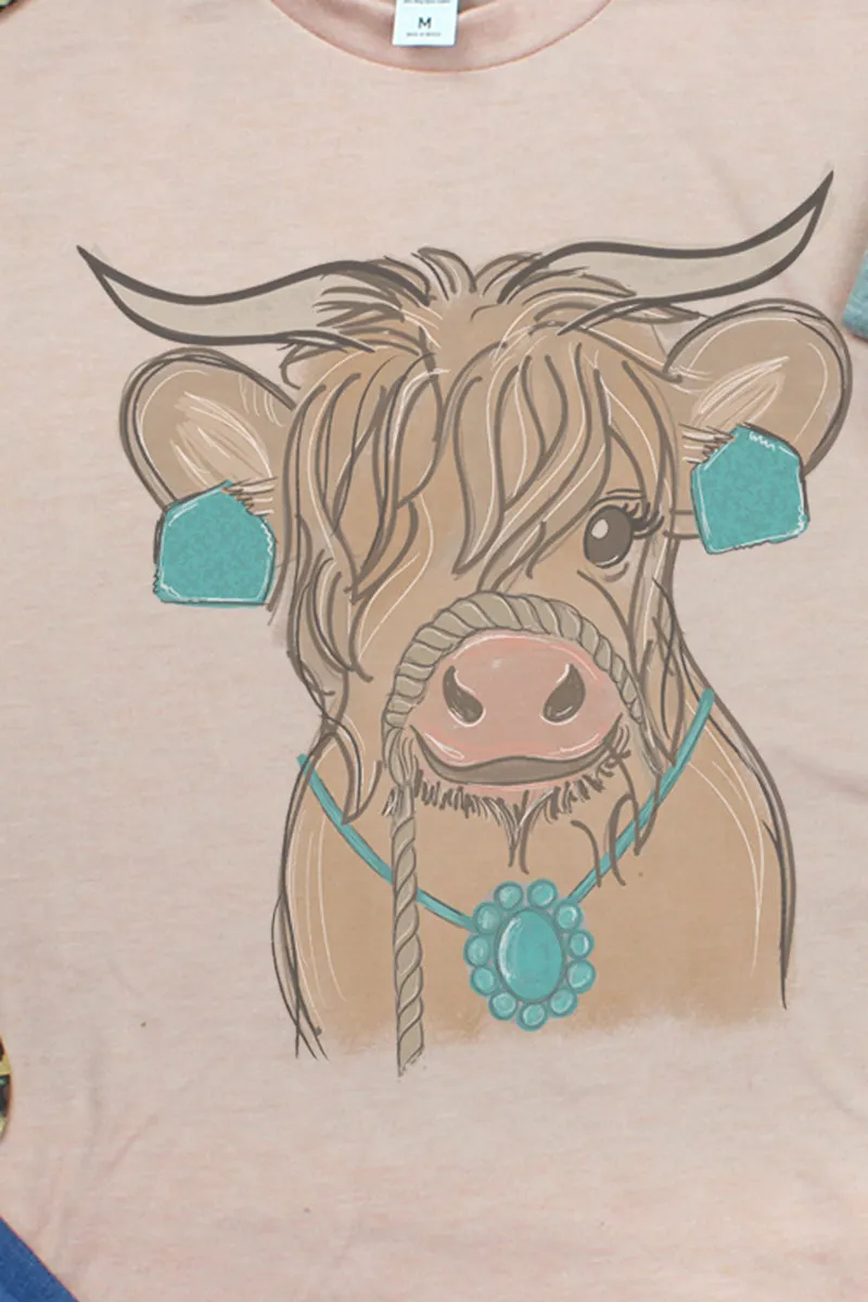 Fancy Turquoise Cow Unisex Poly-Rich Blend Tee