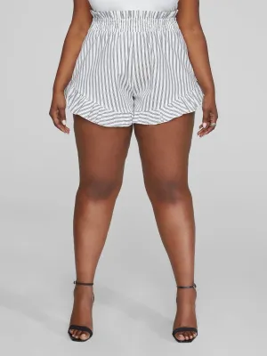 Fashion To Figure - Brandi Striped Ruffle Hem Shorts