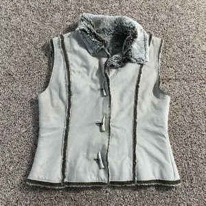 Fjall Fjallraven VTG Suede Faux Fur Vest S Made In USA Retro Outdoor