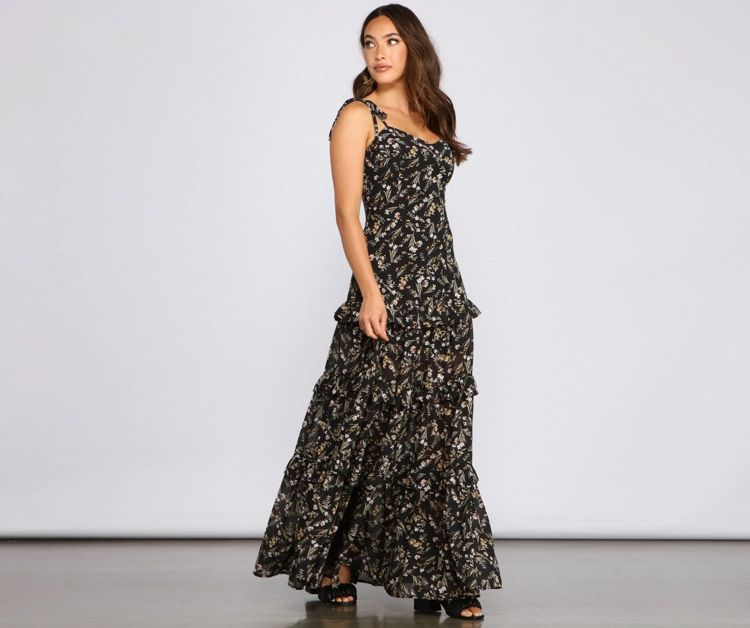 Floral Desire Stylish Ruffled Maxi Dress