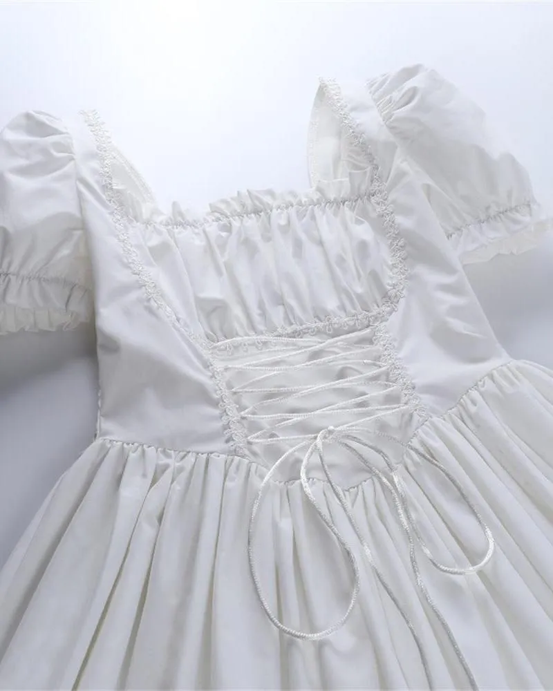 Floral Poof Squareneck Corset Dress