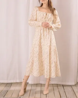 Floral Square Neck Midi Dress