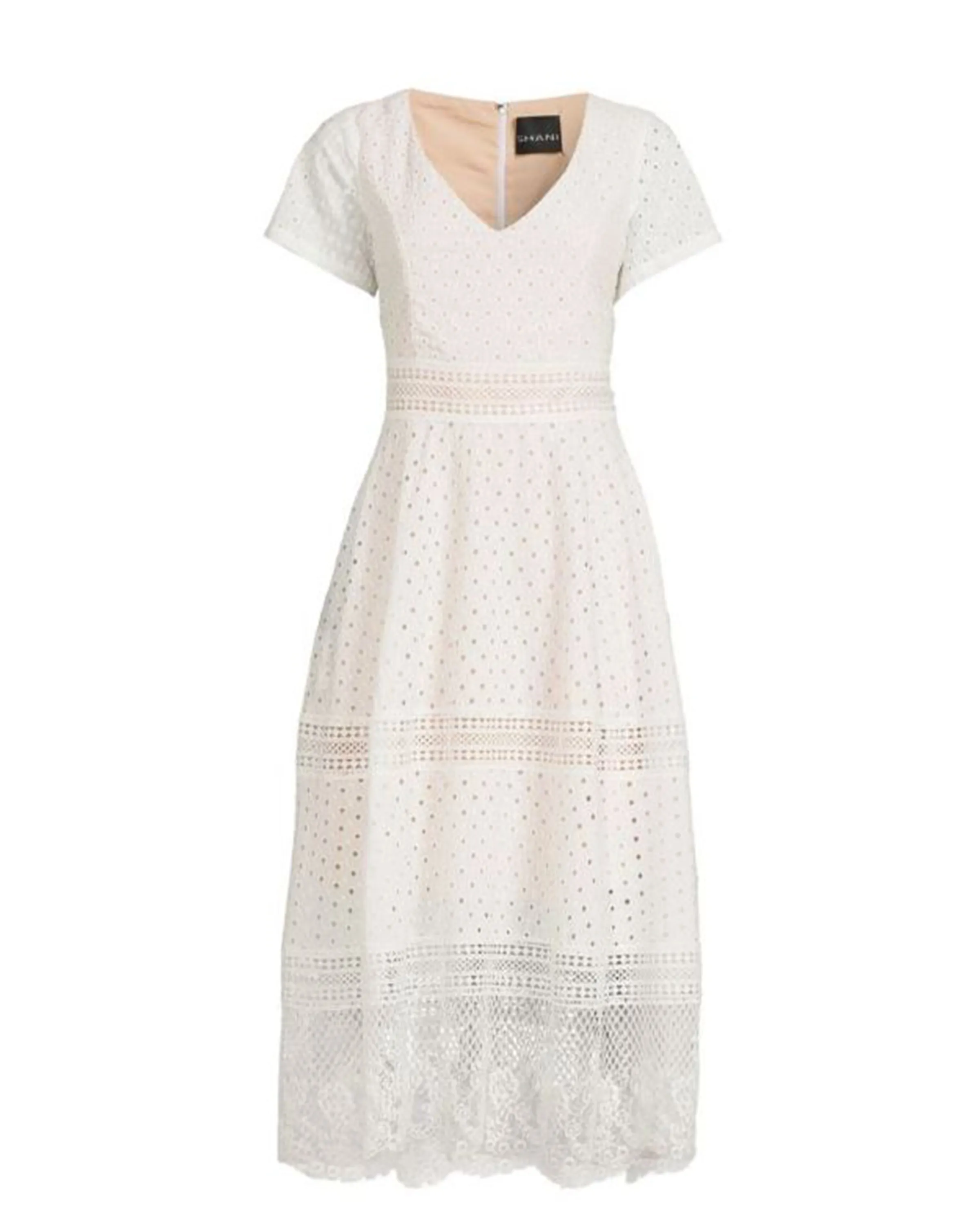 FOCUS by Shani — Eyelet Embroidered Midi Dress in Black