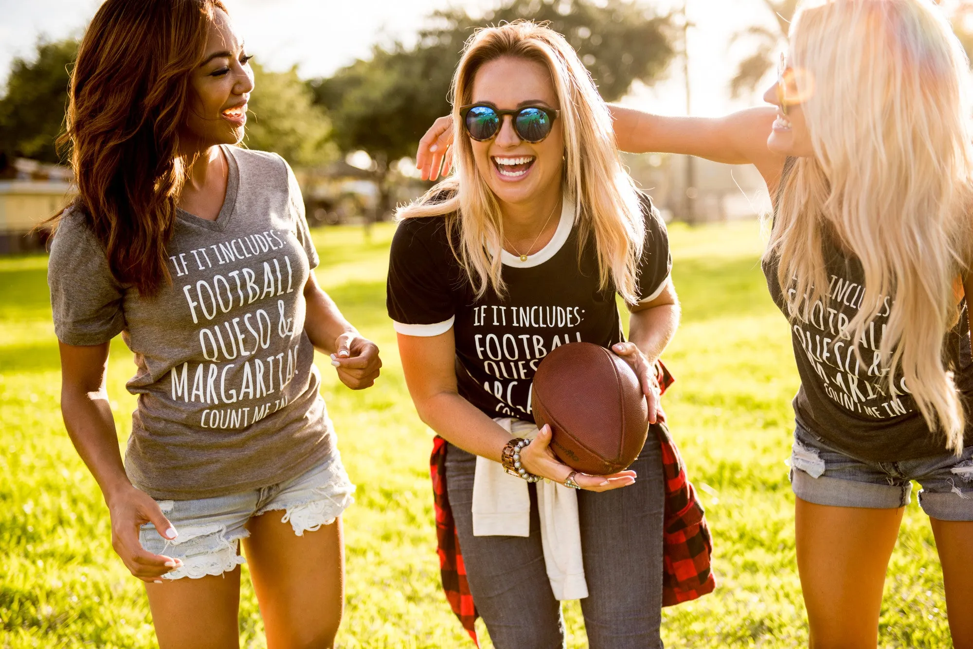 Football, Queso, & Margaritas - Grey V-NECK