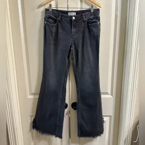 Free People Black Faded Flare Leg Raw Hem Jeans Size 29