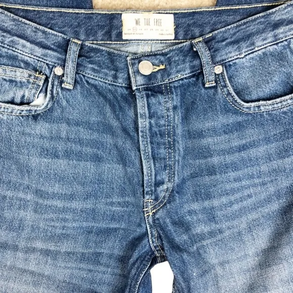 Free People We The Free Cut Off Raw Hem Distressed Straight Leg Jeans Women