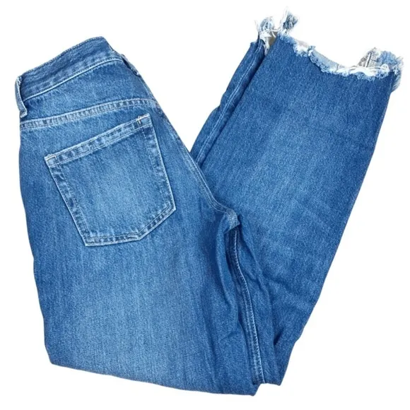 Free People We The Free Cut Off Raw Hem Distressed Straight Leg Jeans Women