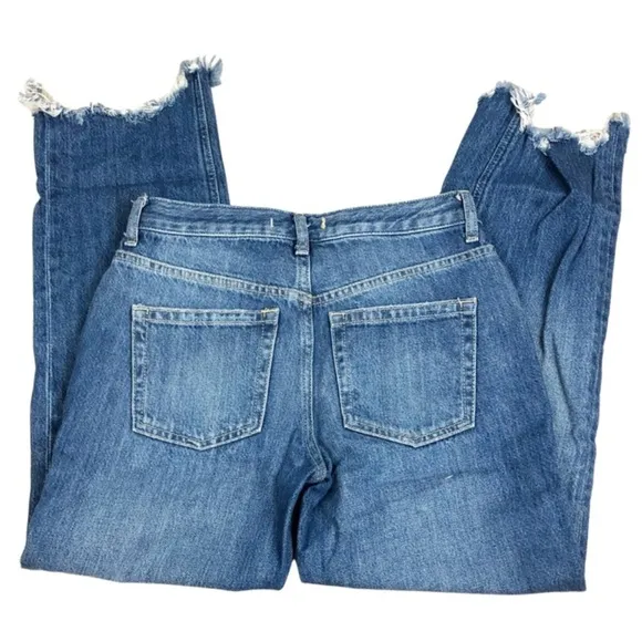 Free People We The Free Cut Off Raw Hem Distressed Straight Leg Jeans Women