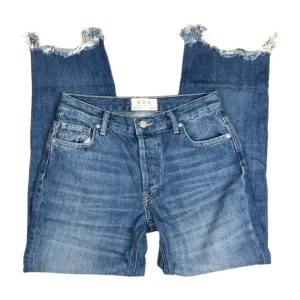 Free People We The Free Cut Off Raw Hem Distressed Straight Leg Jeans Women