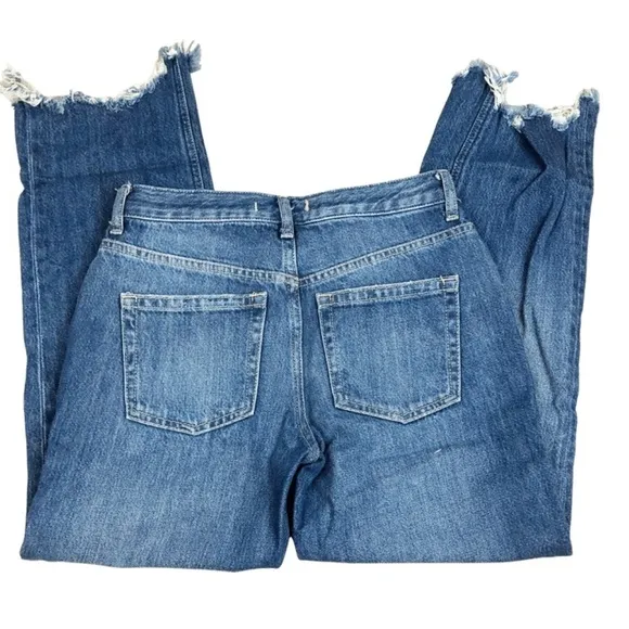 Free People We The Free Cut Off Raw Hem Distressed Straight Leg Jeans Women