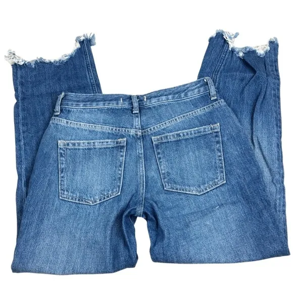Free People We The Free Cut Off Raw Hem Distressed Straight Leg Jeans Women