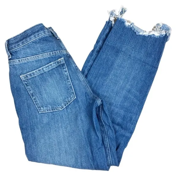 Free People We The Free Cut Off Raw Hem Distressed Straight Leg Jeans Women