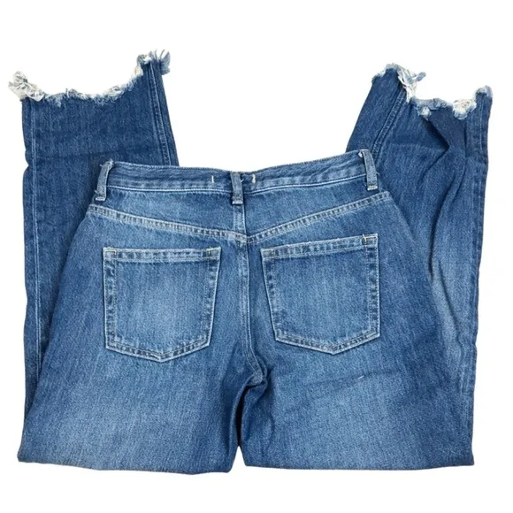 Free People We The Free Cut Off Raw Hem Distressed Straight Leg Jeans Women