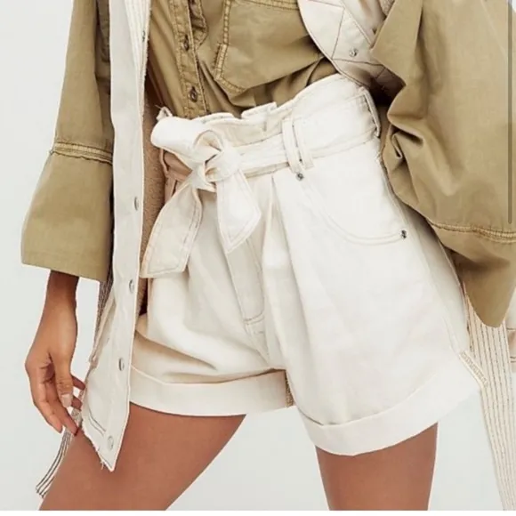 Free People We the Free Nova Denim Paperbag Shorts