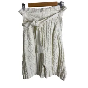 Free People Womens XS Cable Knit Sweater Shorts High Waisted Belted Ivory BOHO