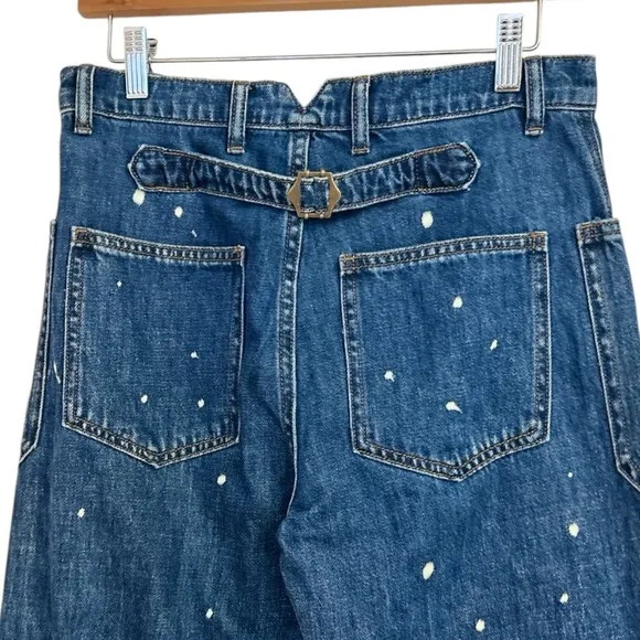 Free People x Sandrine Rose Polka Dot Wide Straight Leg Jeans, Size 28, NWT