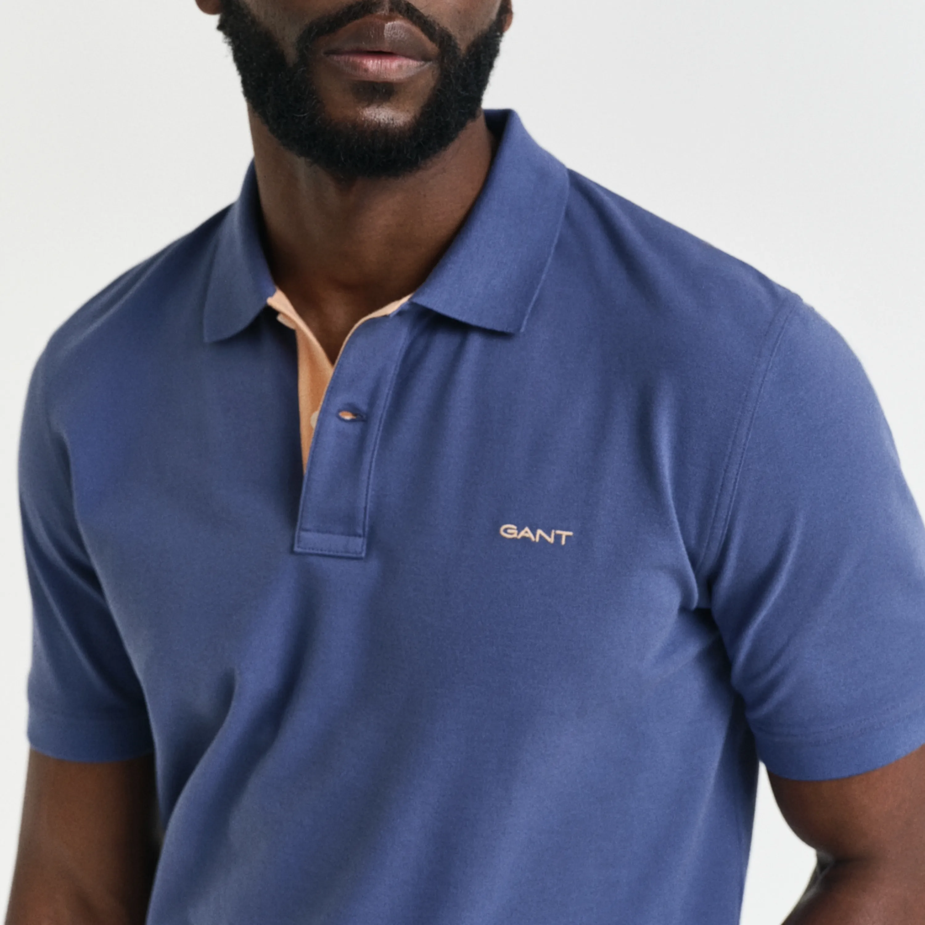 Gant Contrast Piqué Polo Shirt - Dusty Navy