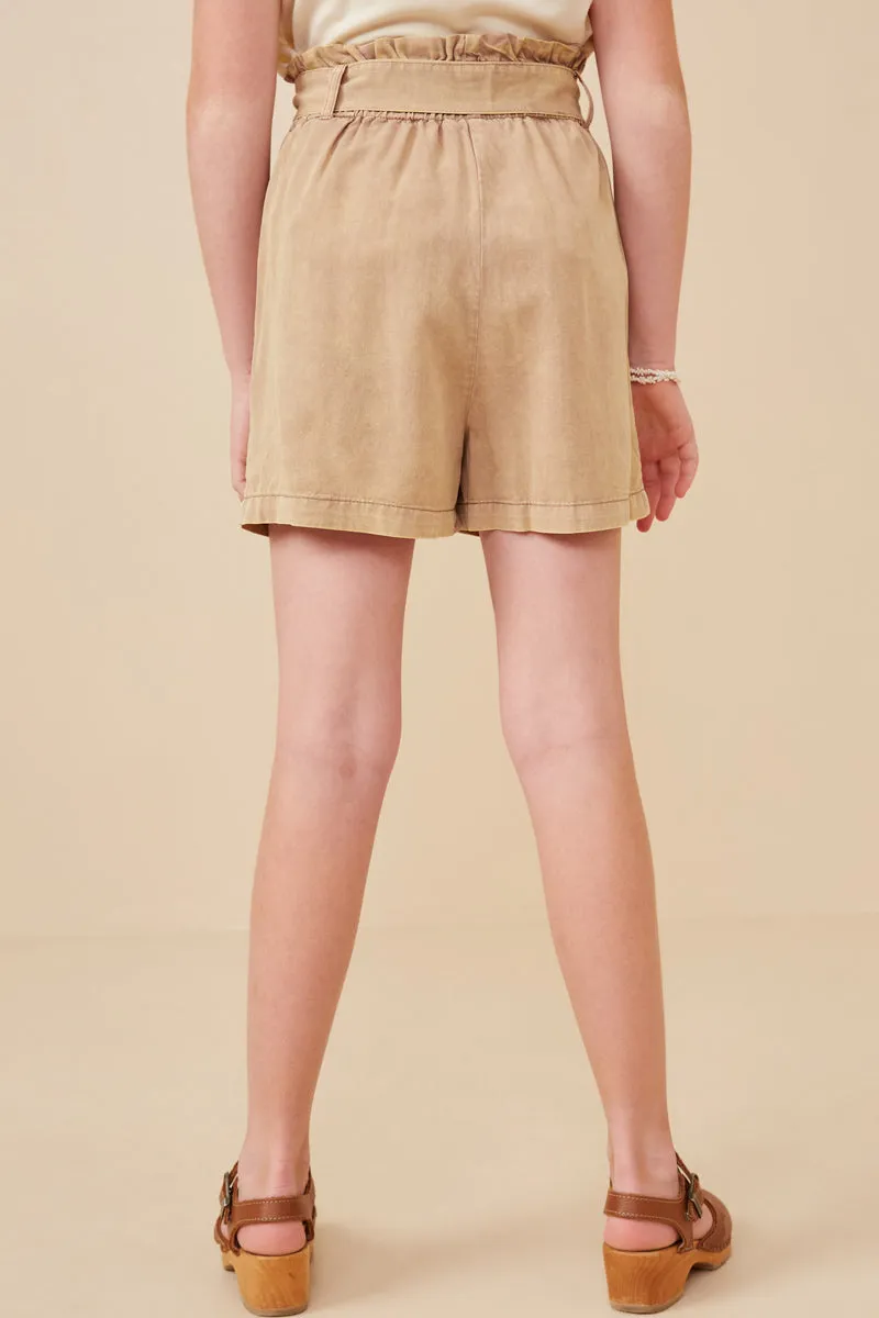 Garment Dyed Tencel Paperbag Shorts