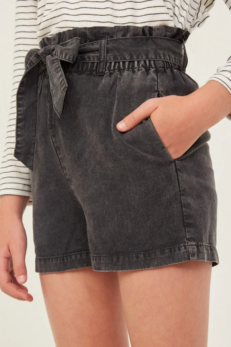 Garment Dyed Tencel Paperbag Shorts