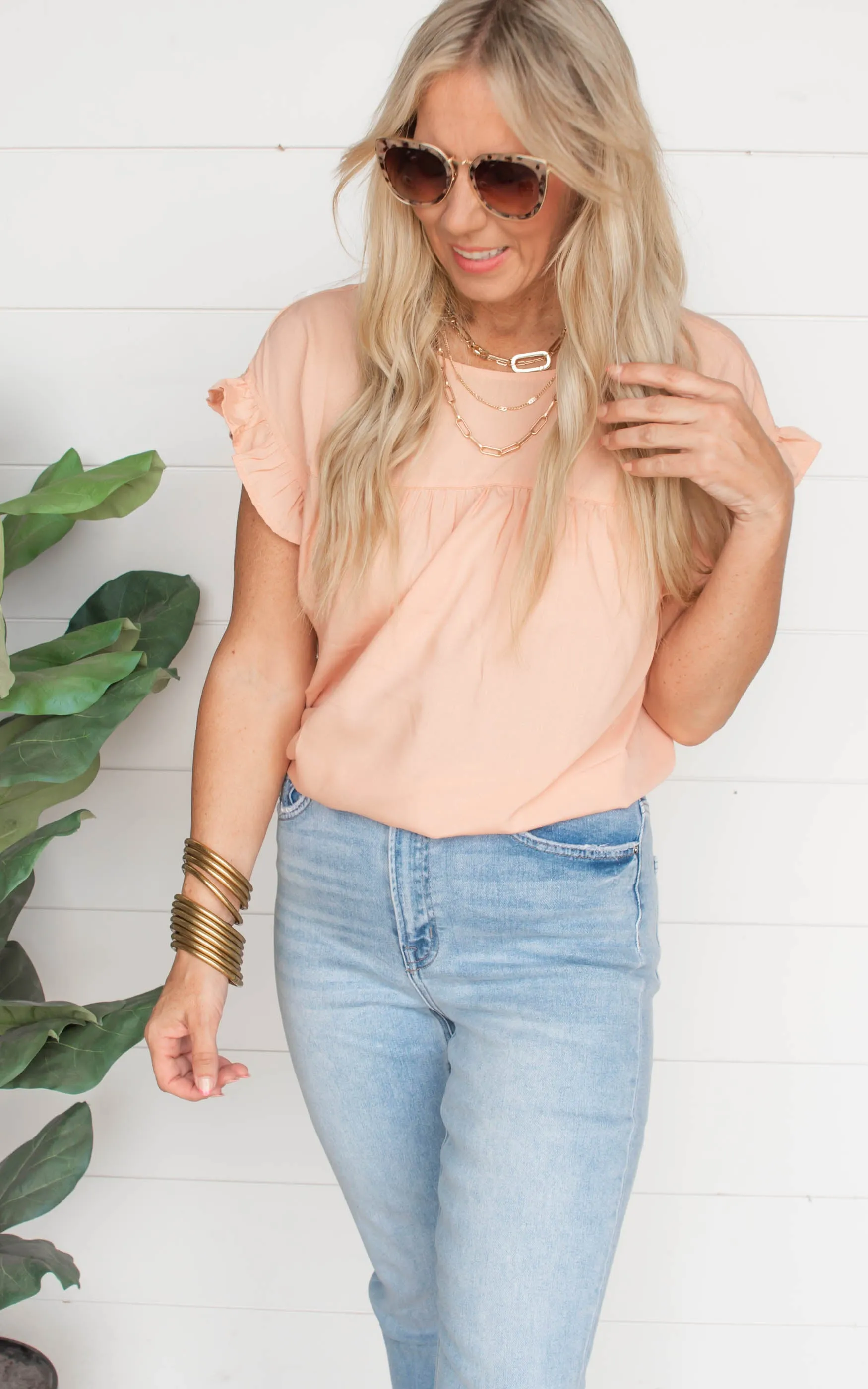 Georgia Peach Ruffle Sleeve Top | FINAL SALE