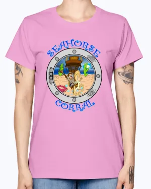 Gildan Ladies Missy T-Shirt. The Seahorse Corral