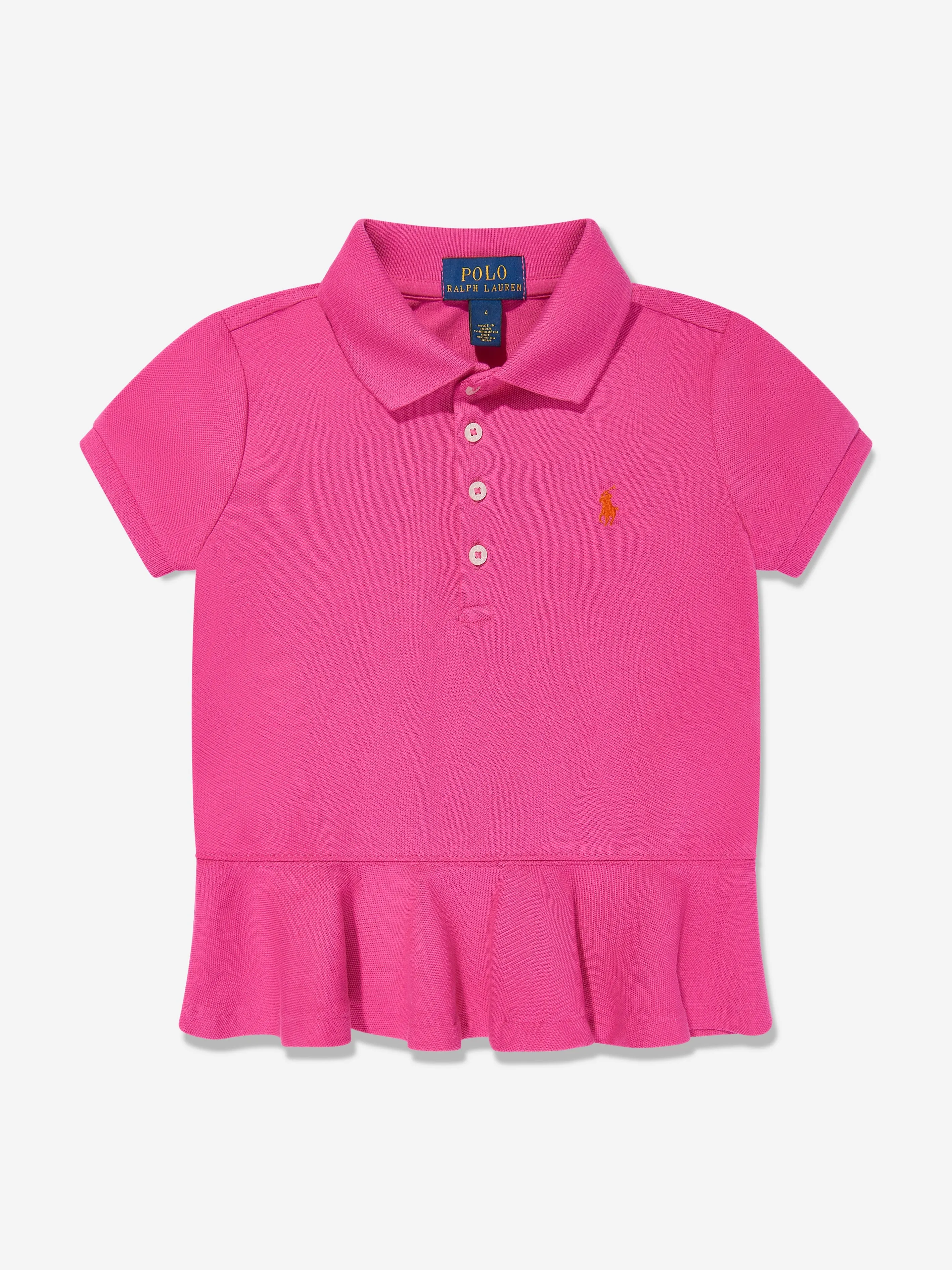 Girls Peplum Polo Shirt in Pink