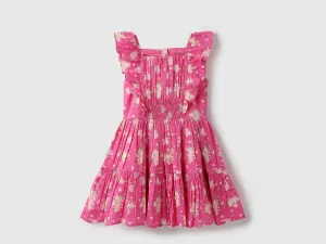 Girls Printed Square Neck Dress